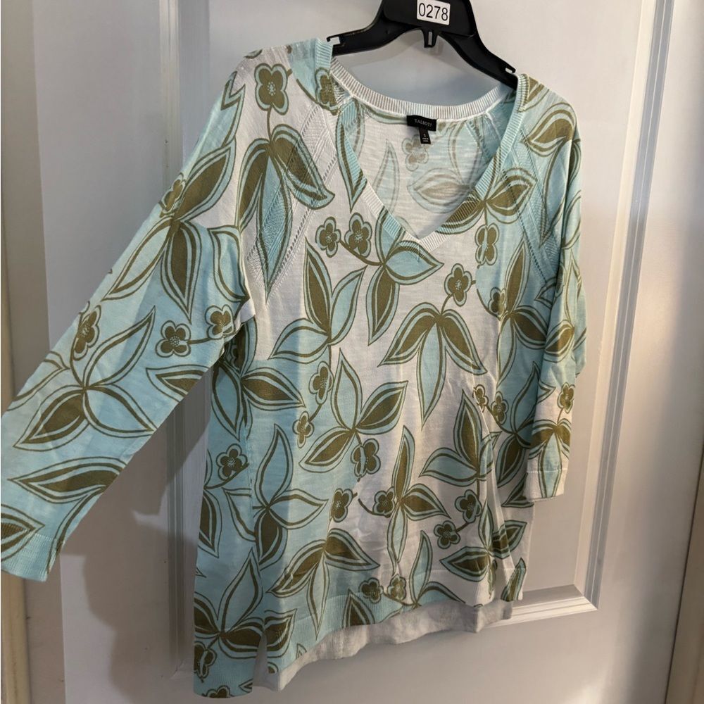 Talbots Spring Floral Print Lt Weight Sweater Top S